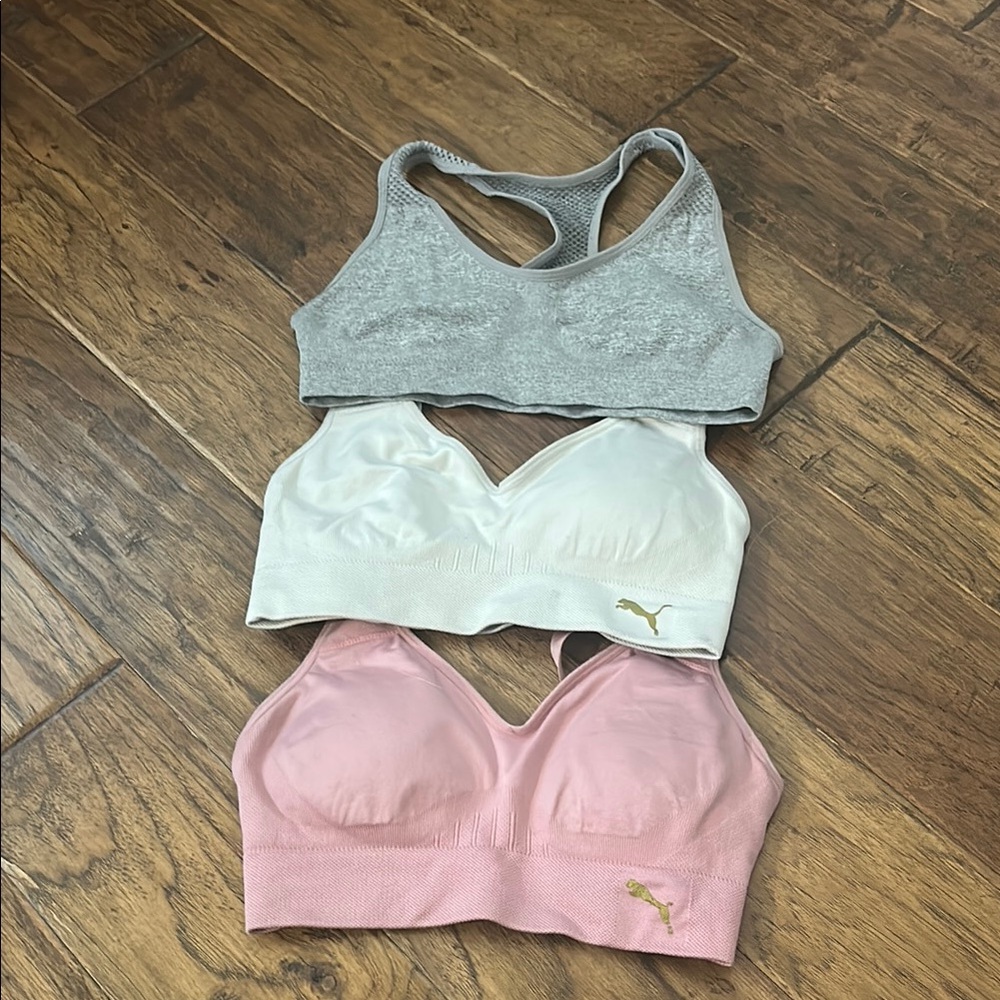 Puma Gray and White Sports Bras Intimates & Sleepwear